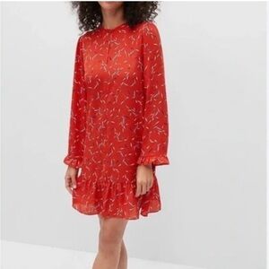 Banana Republic Factory Red Long Sleeve Dress